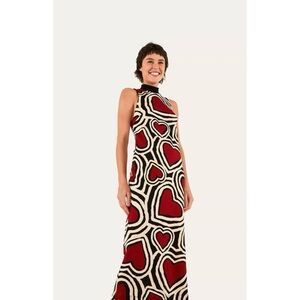 EUC Farm Rio Brazil Love Print Midi Dress